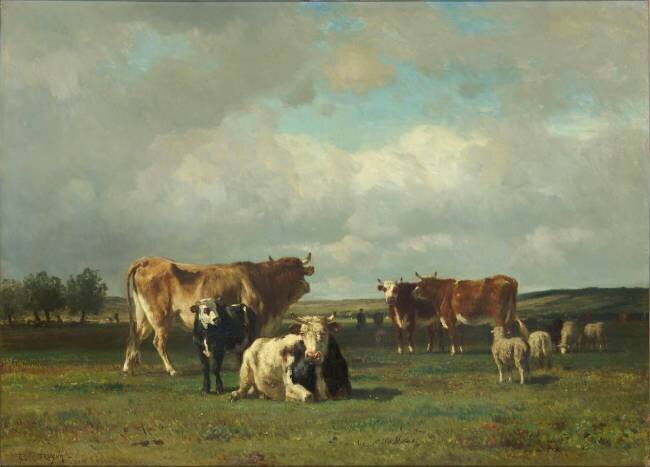 Le pâturage, ciel nuageux Constant Troyon