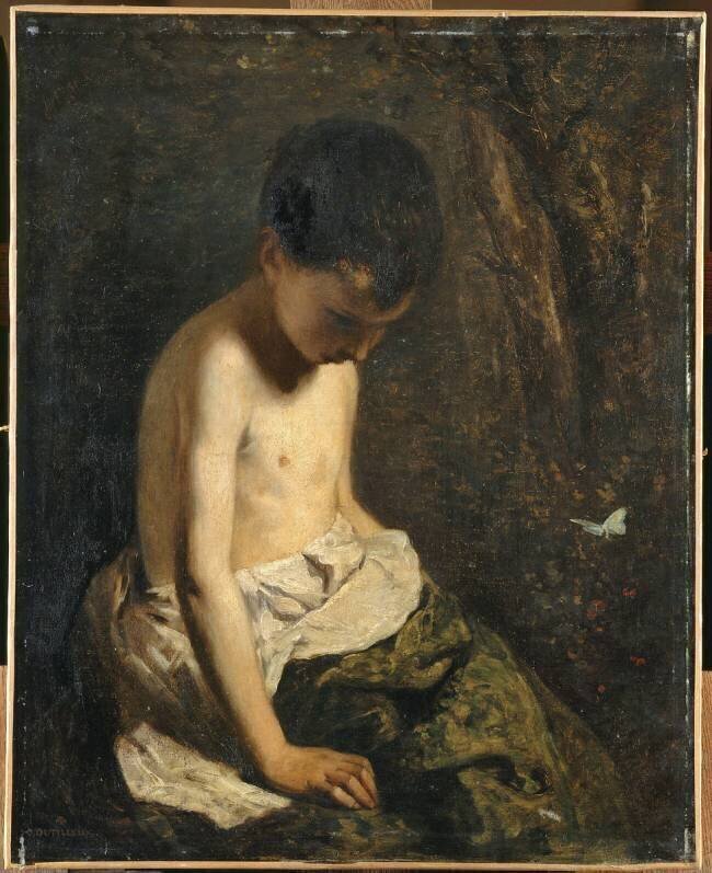L'Enfant au papillon (portrait de J. Dutilleux, fils de l'artiste) Constant Dutilleux