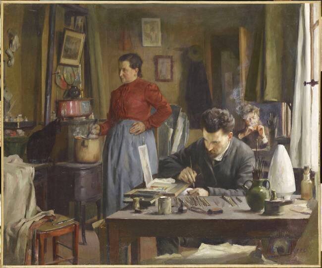 Les céramistes, scène d'intérieur Victor Marec