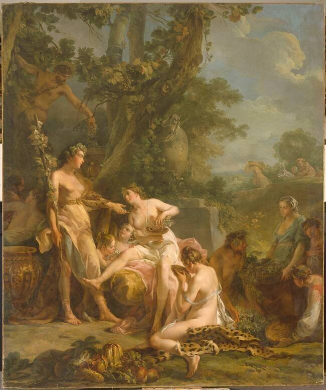 Les vendanges ou le triomphe de Bacchus au milieu des bacchantes et des vendangeurs Jean-Baptiste-Marie Pierre