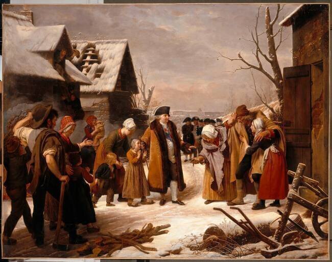 Louis XVI distribuant des aumônes aux pauvres de Versailles pendant l'hiver de 1788 Louis Hersent