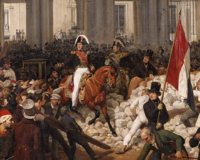 Louis-Philippe, duc d'Orléans, nommé lieutenant général du royaume, quitte à cheval le Palais Royal Horace Vernet