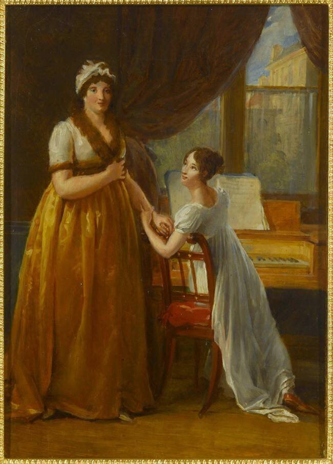 Marie-Renée Choppin d'Arnouville, vicomtesse de Morel de Vindé avec sa fille Claire en 1798 François Gérard