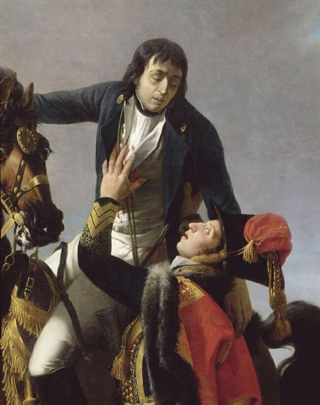 Mort du général Desaix dans les bras du fils du consul Lebrun à la bataille de Marengo, 14 juin 1800 Jean-Baptiste Regnault