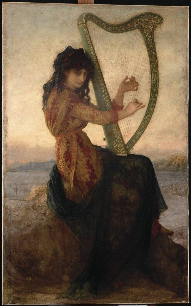 Muse en dalmatique, jouant de la harpe Ernest Hébert