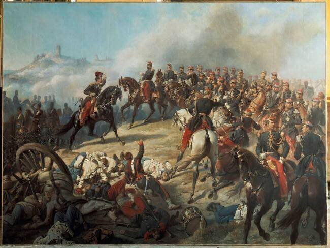 Napoléon III et sa maison militaire à la bataille de Solférino, 24 juin 1859 Ange-Louis Janet