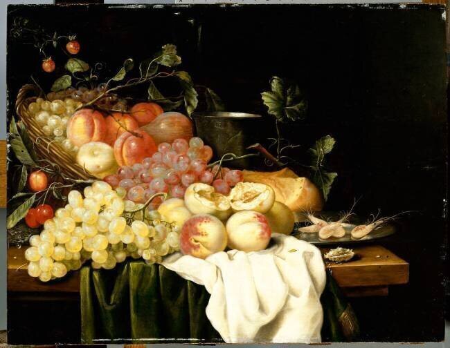 Nature morte aux fruits et aux crevettes Joris van Son