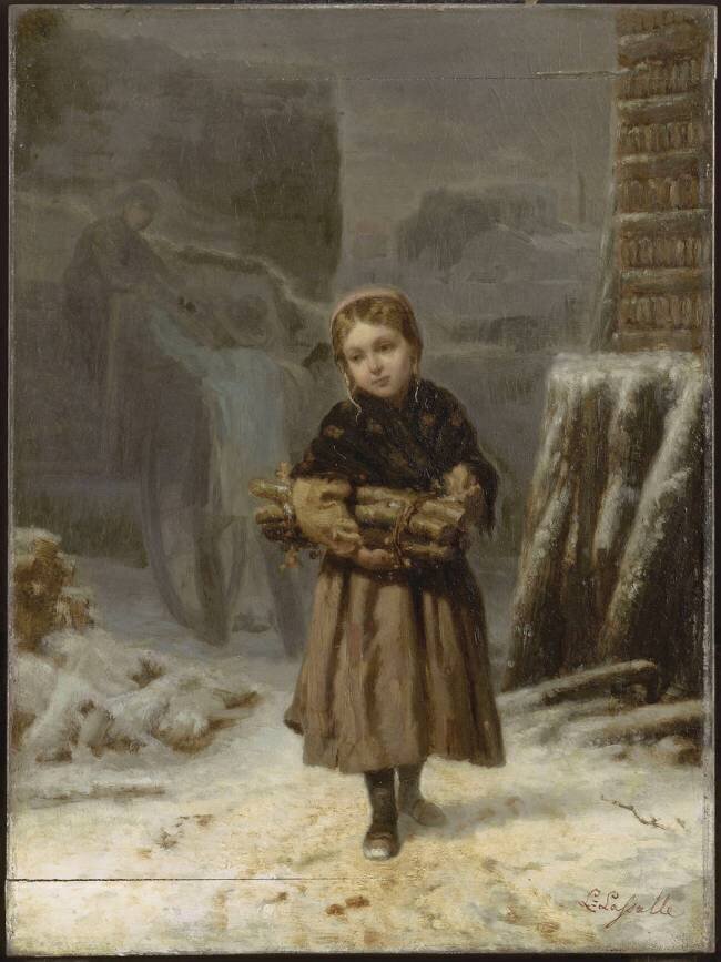 Petite fille dans la neige Louis-Simon Cabaillot-Lassalle