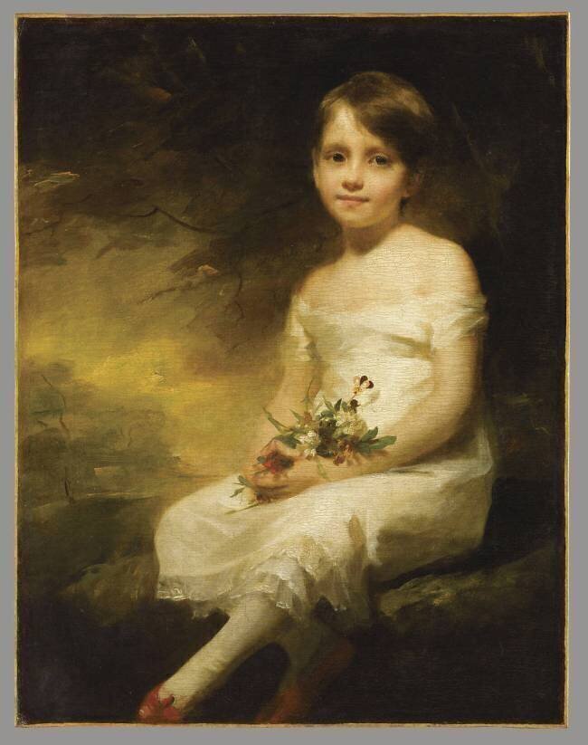 Petite fille tenant des fleurs dit aussi Innocence : portrait de Nancy Graham Henry Raeburn