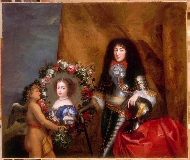 Philippe de France, duc d'Orléans, prés du portrait de sa fille aînée, Marie-Louise d'Orléans Pierre Mignard