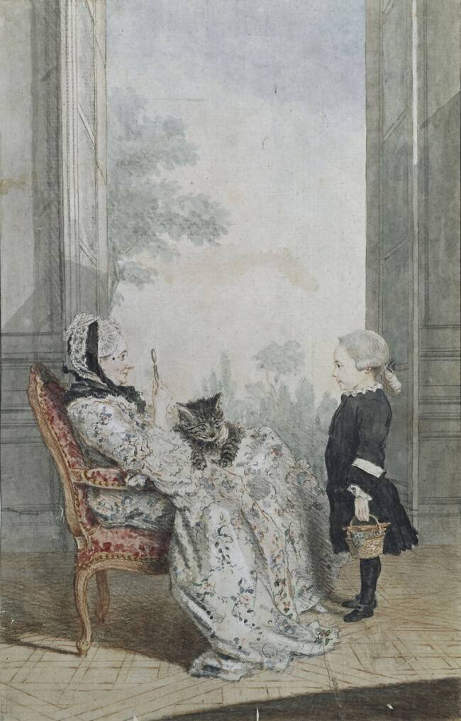 Portraits de la comtesse de Ségur mère du maréchal de Ségur et son petit fils Carmontelle