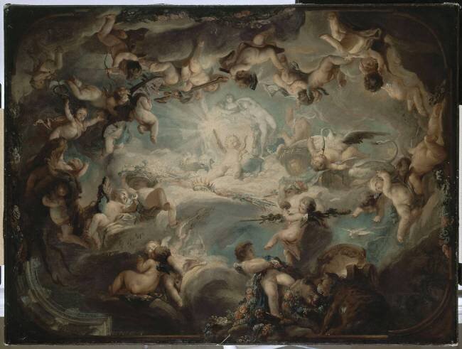 Projet de plafond : triomphe de l'amour sur les autres dieux Gabriel Jacques de Saint-Aubin
