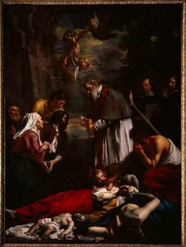Saint Macaire de Gand secourant les pestiférés Jacob van Oost the Younger