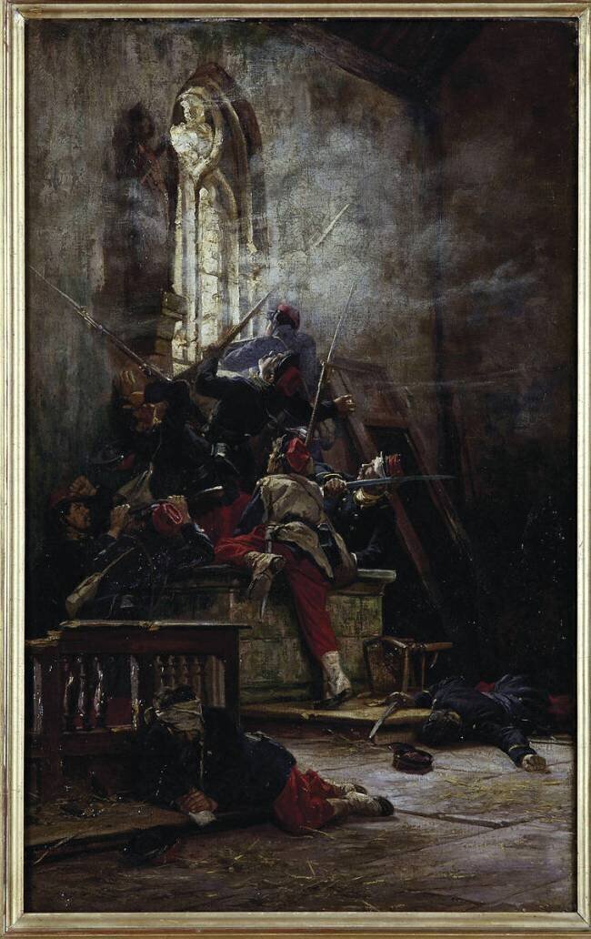 Scène de combat dans une église Alphonse de Neuville