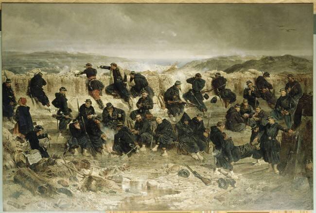 Siège de Sébastopol, chasseurs à pied de la Garde impériale à la tranchée du Mamelon-Vert Alphonse de Neuville