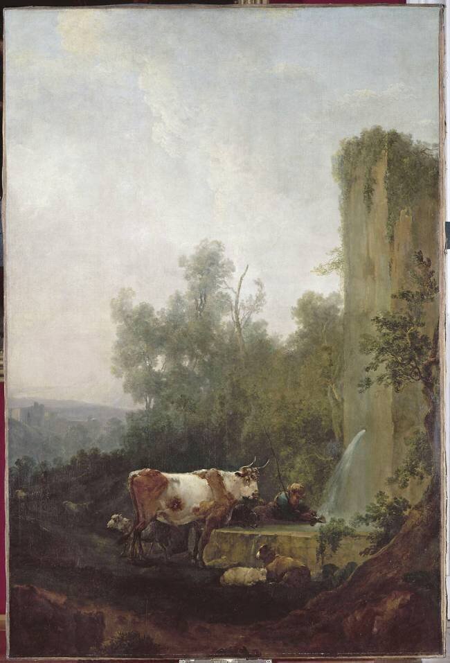 Troupeau près d'une fontaine, dit Paysage à la fontaine Francesco Casanova