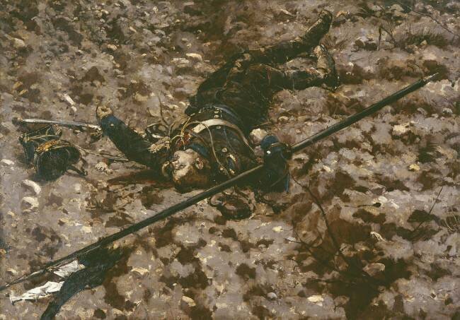 Uhlan mort du 16e régiment de la brigade Von Bredow Alphonse de Neuville