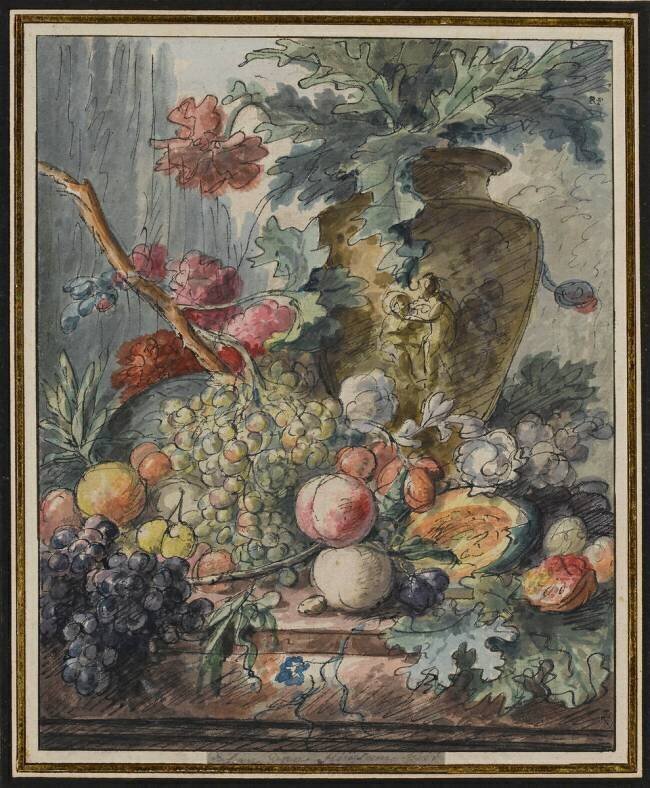 Vase, fleurs et fruits Jan van Huysum