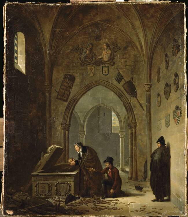 Vivant Denon remettant dans leurs tombeaux les restes du Cid et de Chimène Adolphe Roehn