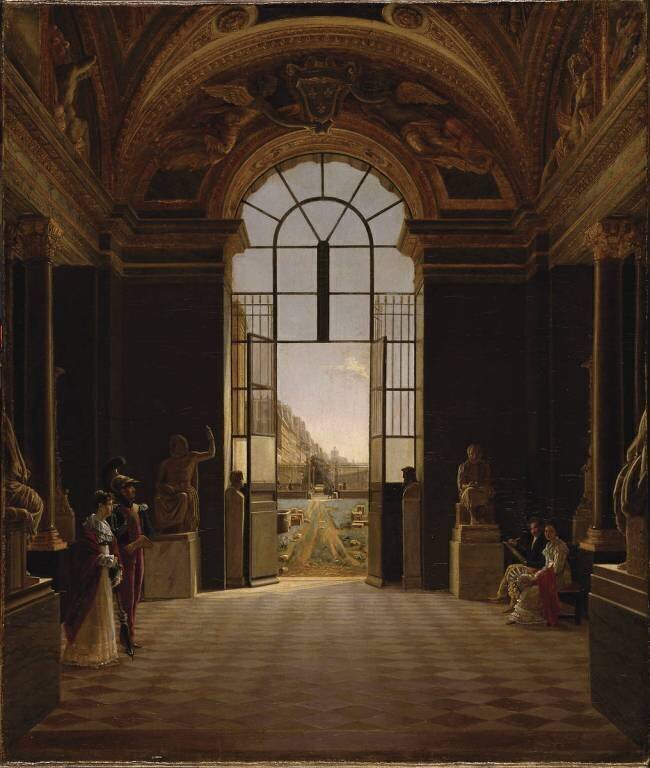 Vue de la salle de la Paix, au Louvre, vers 1820 Etienne Bouhot