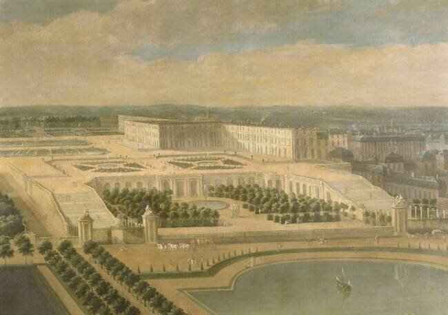 Vue de l'Orangerie, des parterres et du château de Versailles prises des hauteurs de Satory Etienne Allegrain