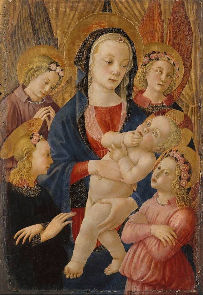 La Vierge et l'Enfant entourés de quatre anges Maître de la Nativité di Castello