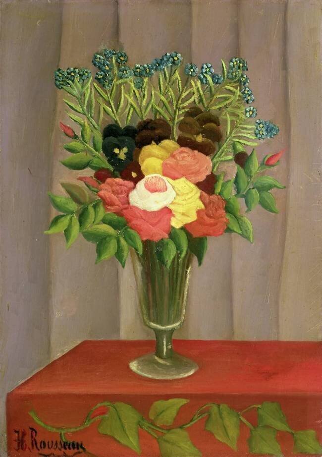 Fleurs avec Fond de Lanvandes Henri Rousseau