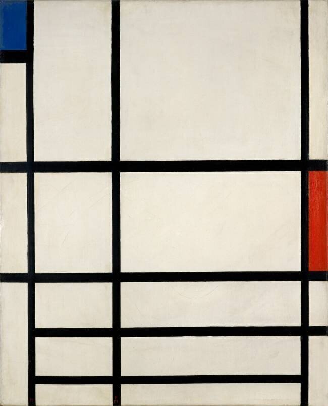 Composition en rouge, bleu et blanc II Piet Mondrian