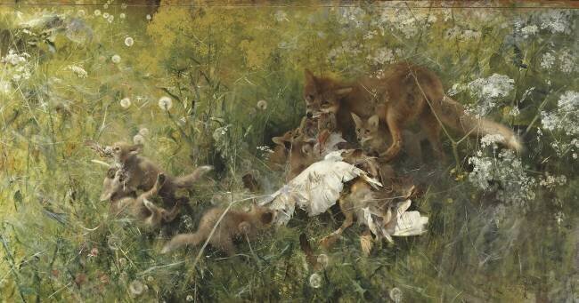 A Fox Family Bruno Liljefors
