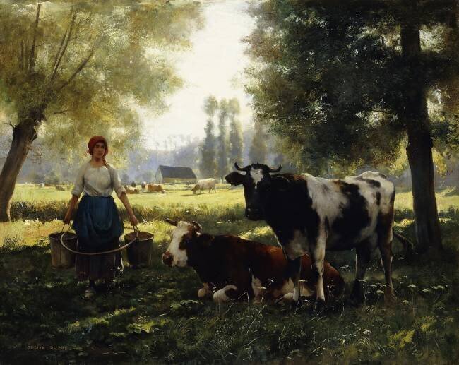 A Milkmaid with her Cows on a Summer Day Julien Dupré
