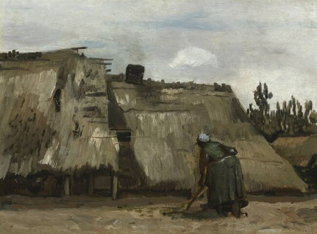 A Peasant Woman Digging in Front of Her Cottage Vincent van Gogh