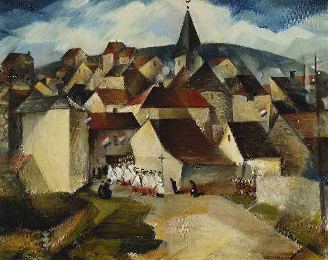 A Village Procession Christopher Nevinson
