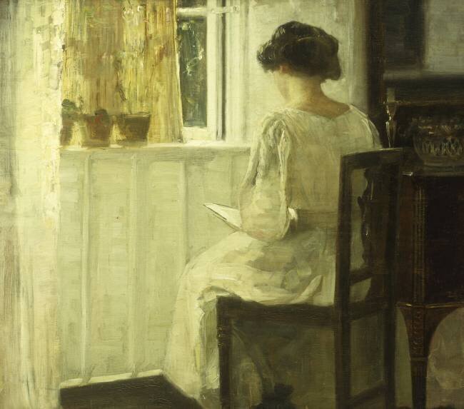 A Woman Reading in a Sunlit Interior Carl Holsoe