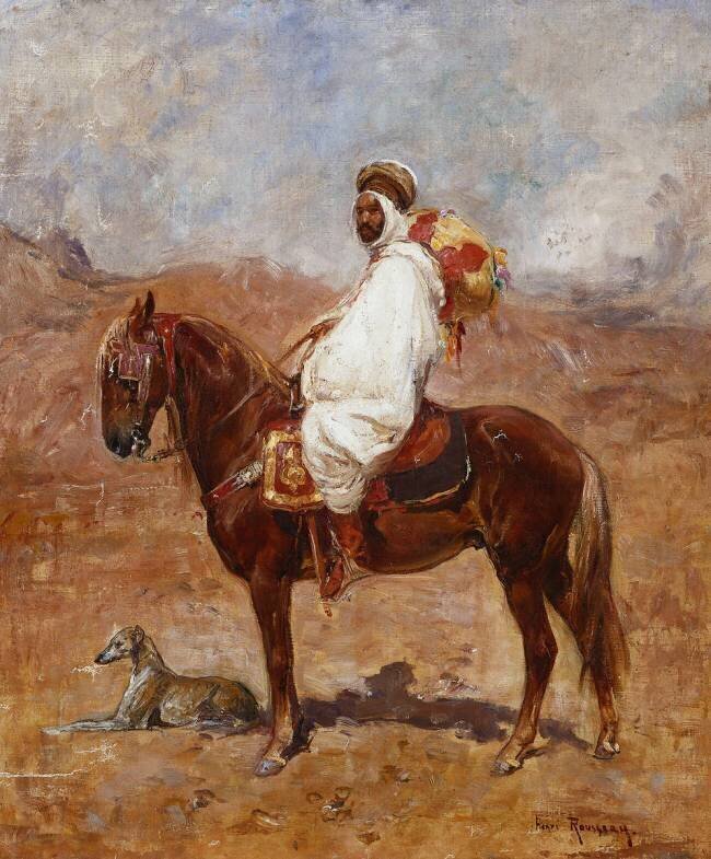 An Arab on a Horse in a Desert Landscape Henri Emilien Rousseau
