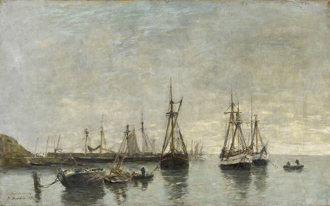 Bateaux au mouillage dans un port Eugène Boudin