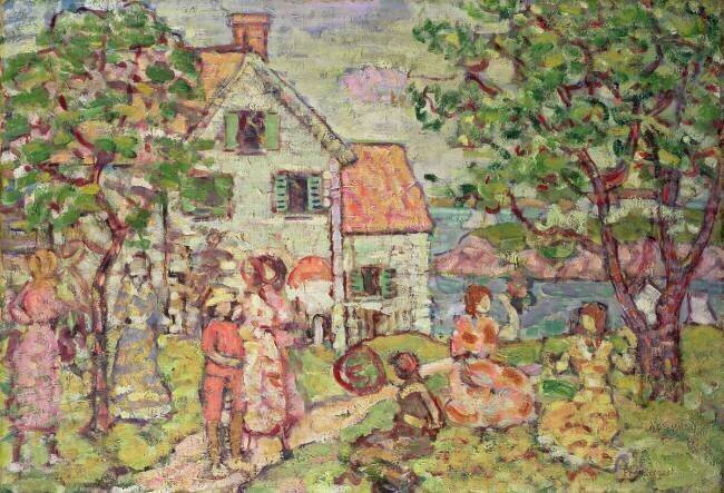Beach and Two Houses Maurice Brazil Prendergast