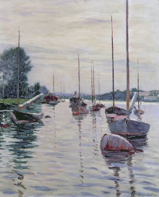 Boats Anchored on the Seine Gustave Caillebotte