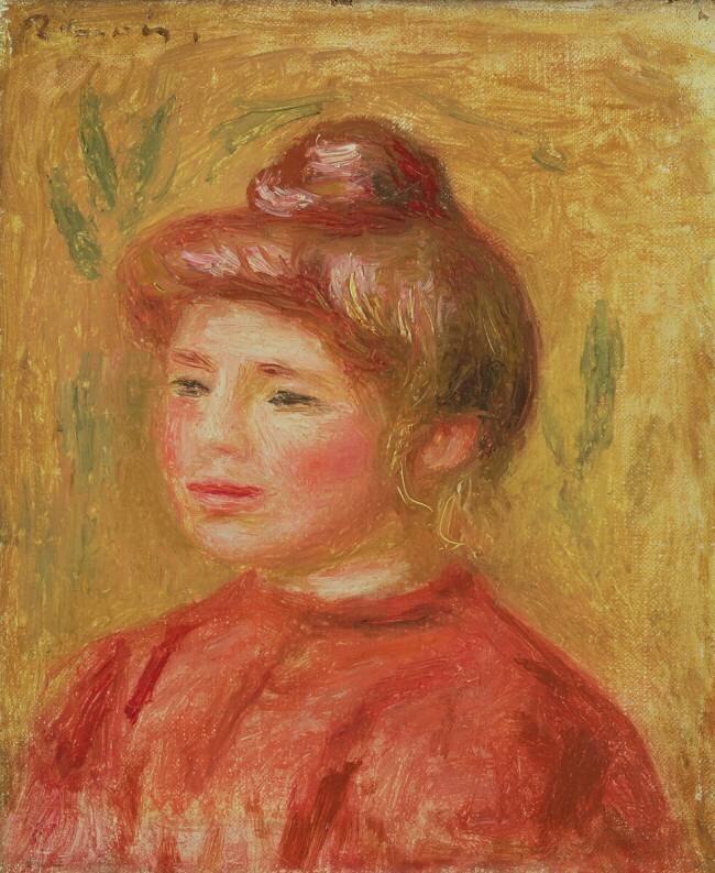 Bust of Woman in Red Auguste Renoir