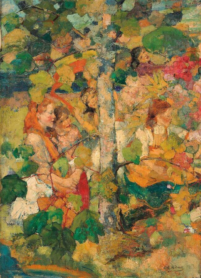 Children Dancing Around a Tree Edward Atkinson Hornel