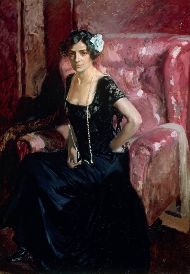 Clotilde in an Evening Dress Joaquin Sorolla y Bastida