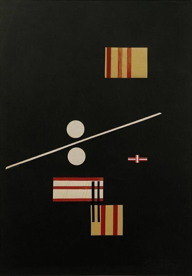 Collage sur fond noir Laszlo Moholy-Nagy