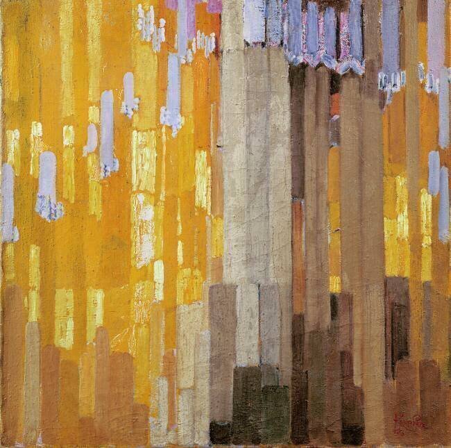 Composition des lignes verticales, jaune et gris, 1913 Frantisek Kupka