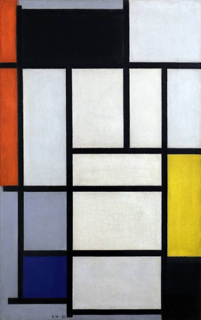 Composition of Red, Black, Yellow, Blue and Grey Piet Mondrian