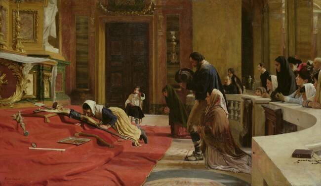 'Creeping to the Cross' on Good Friday at the church of San Carlo ai Catinari Remy Cogghe