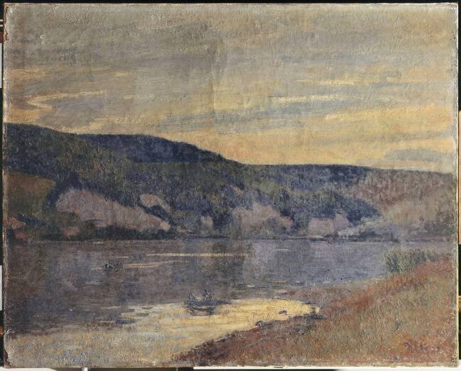Crépuscule sur la Seine, côteaux de Dieppedalle Joseph Delattre