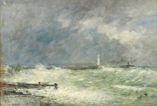 Entrance to the Harbour at Le Havre in Stormy Weather Eugène Boudin