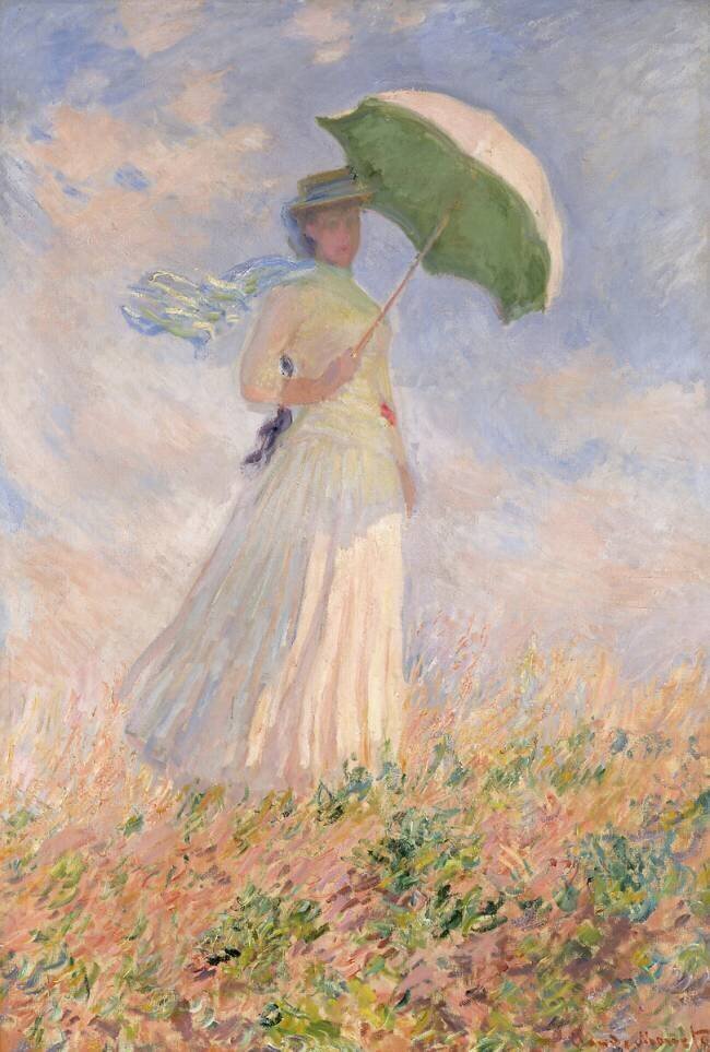 Essai de figure en plein air : femme à l'ombrelle tournée vers la droite Claude Monet