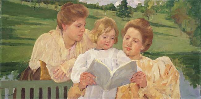 Family Group reading Mary Cassatt