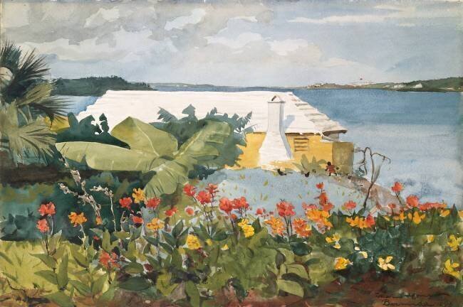 Flower Garden and Bungalow Winslow Homer