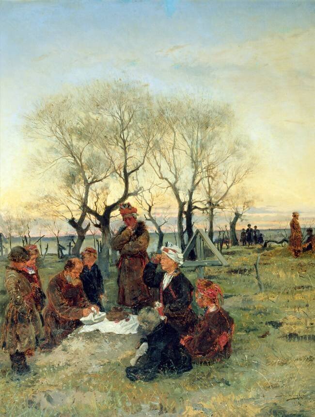 Funeral Repast at the Grave Vladimir Egorovic Makovsky